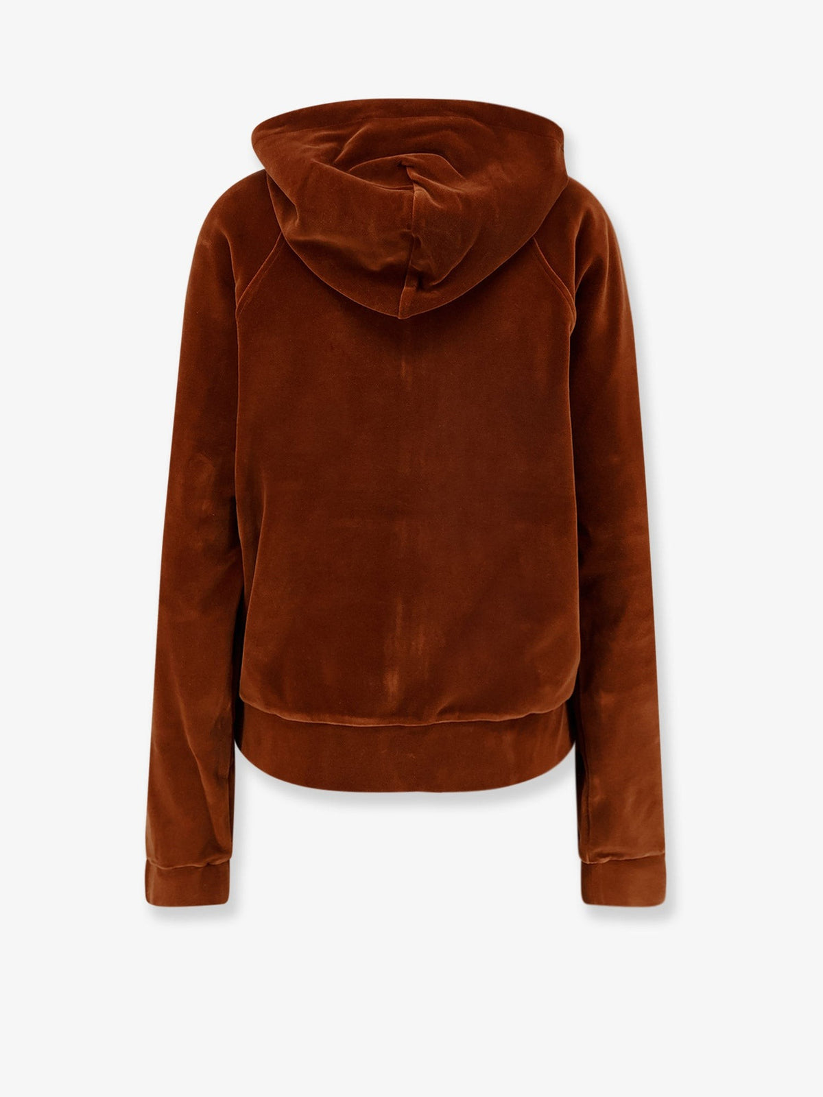 Velvet zip-up hoodie with tone-on-tone logo
