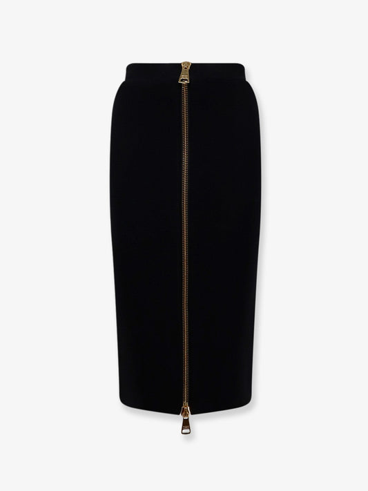 Viscose and nylon skirt with zip