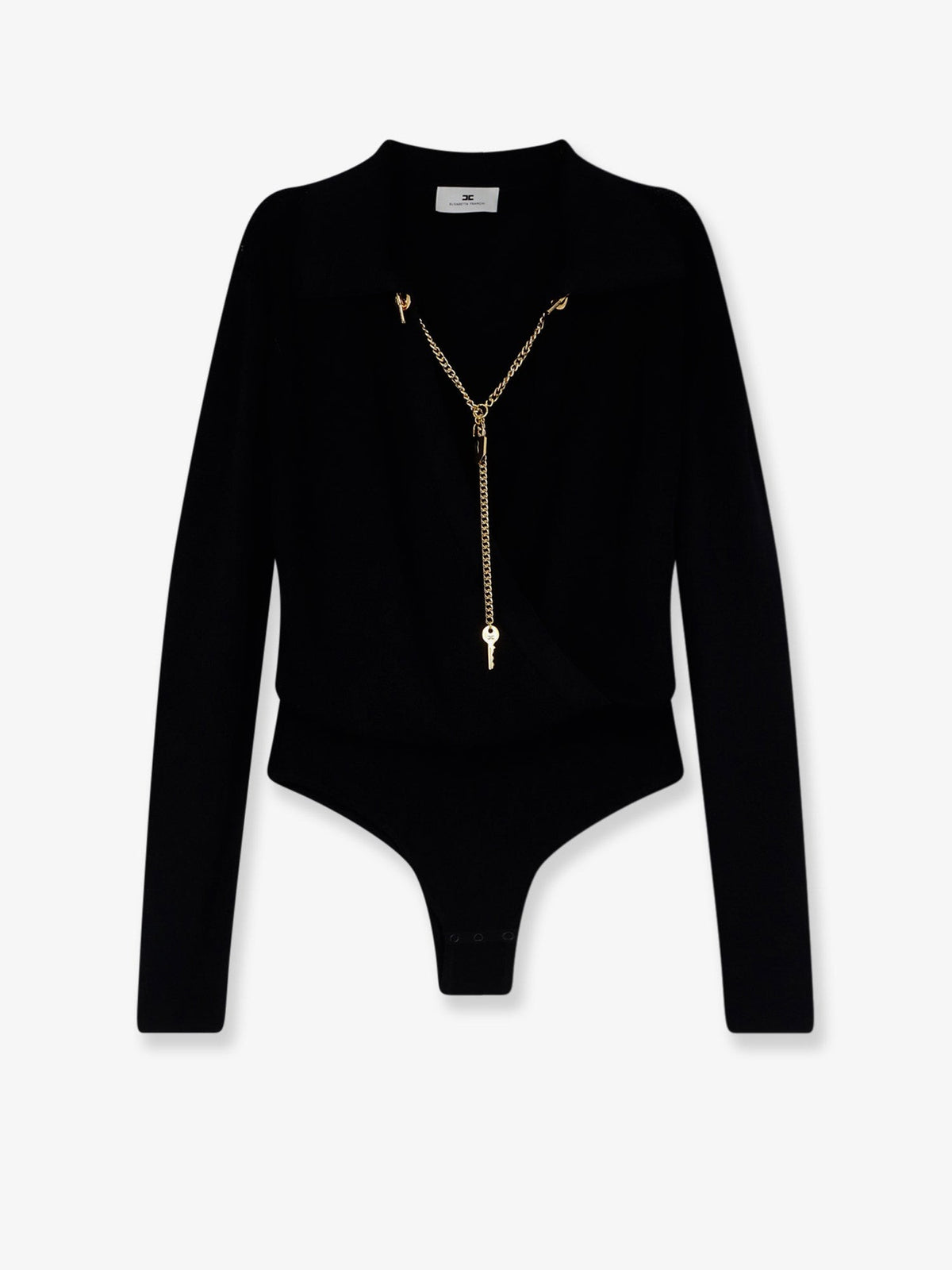 Viscose blend bodysuit with jewel charm detail