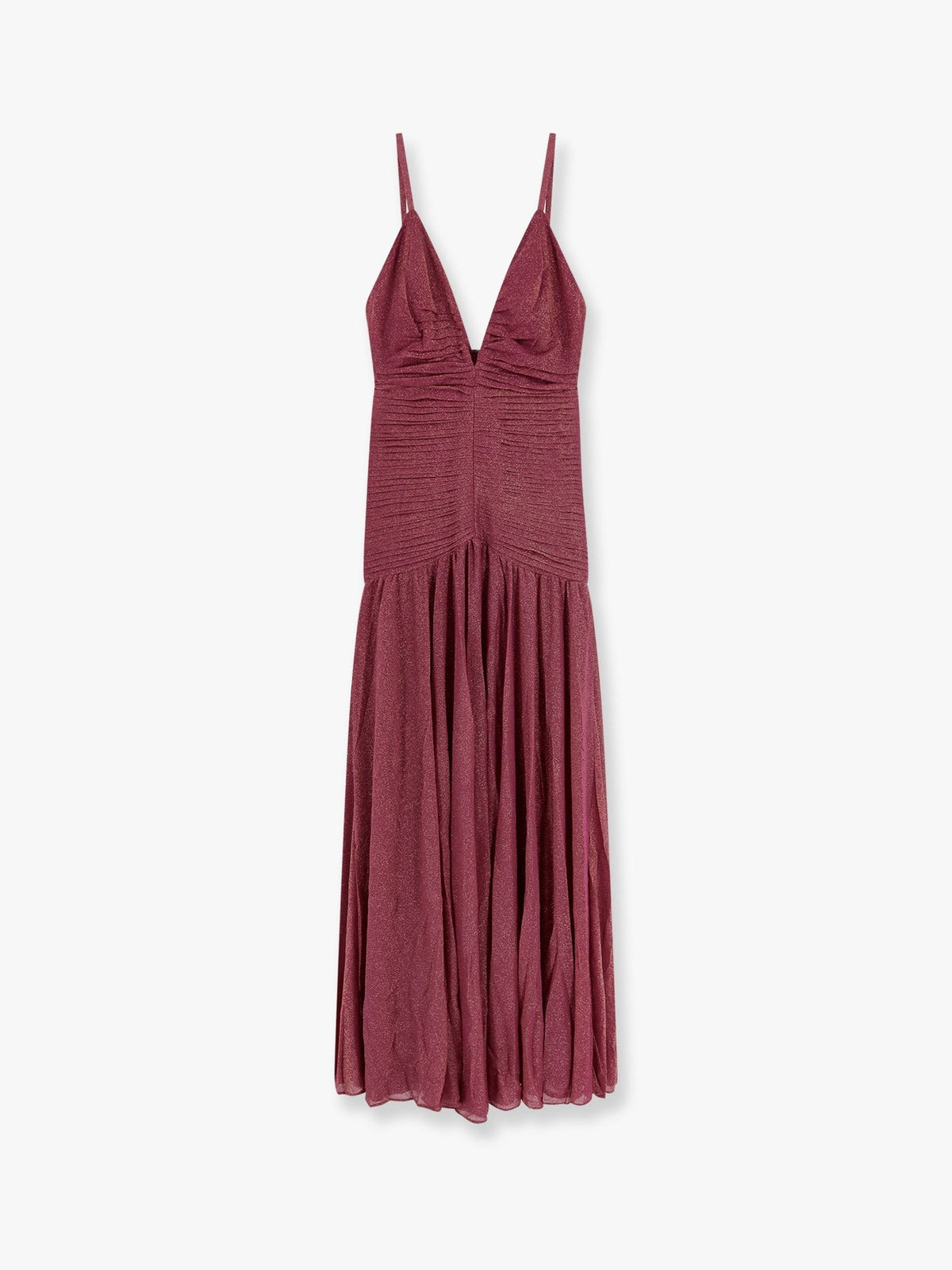 Viscose blend long dress with metallic effect