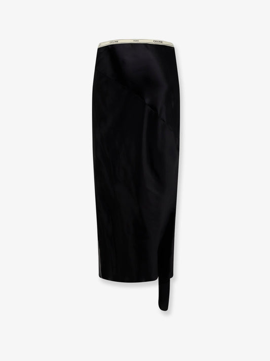 Viscose satin midi skirt