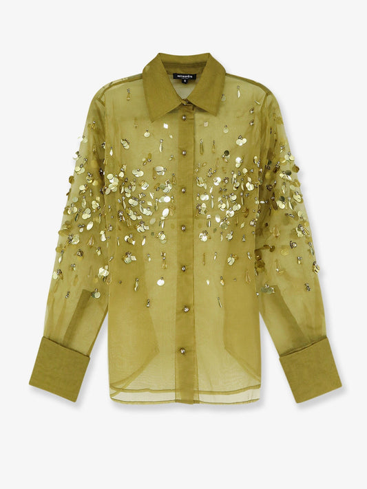 Voile shirt with sequins and rhinestones