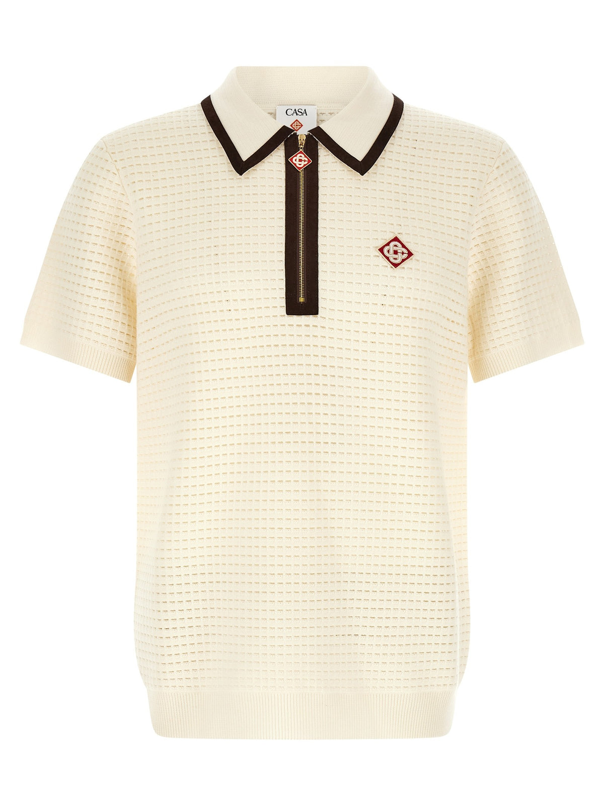 'Waffle stitch' knit polo shirt