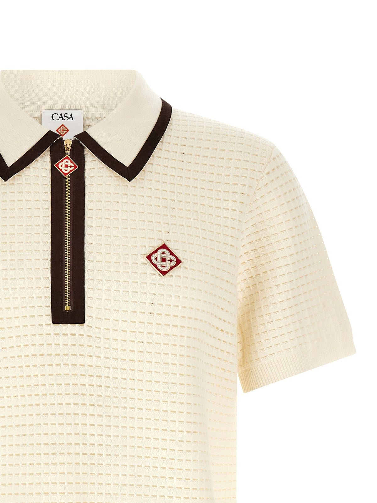 'Waffle stitch' knit polo shirt