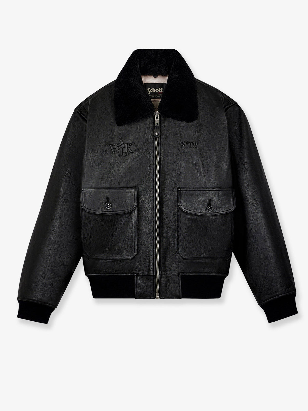 Walk in Paris X Schott NYC ® Leather Jacket with Front Embroidered Logo