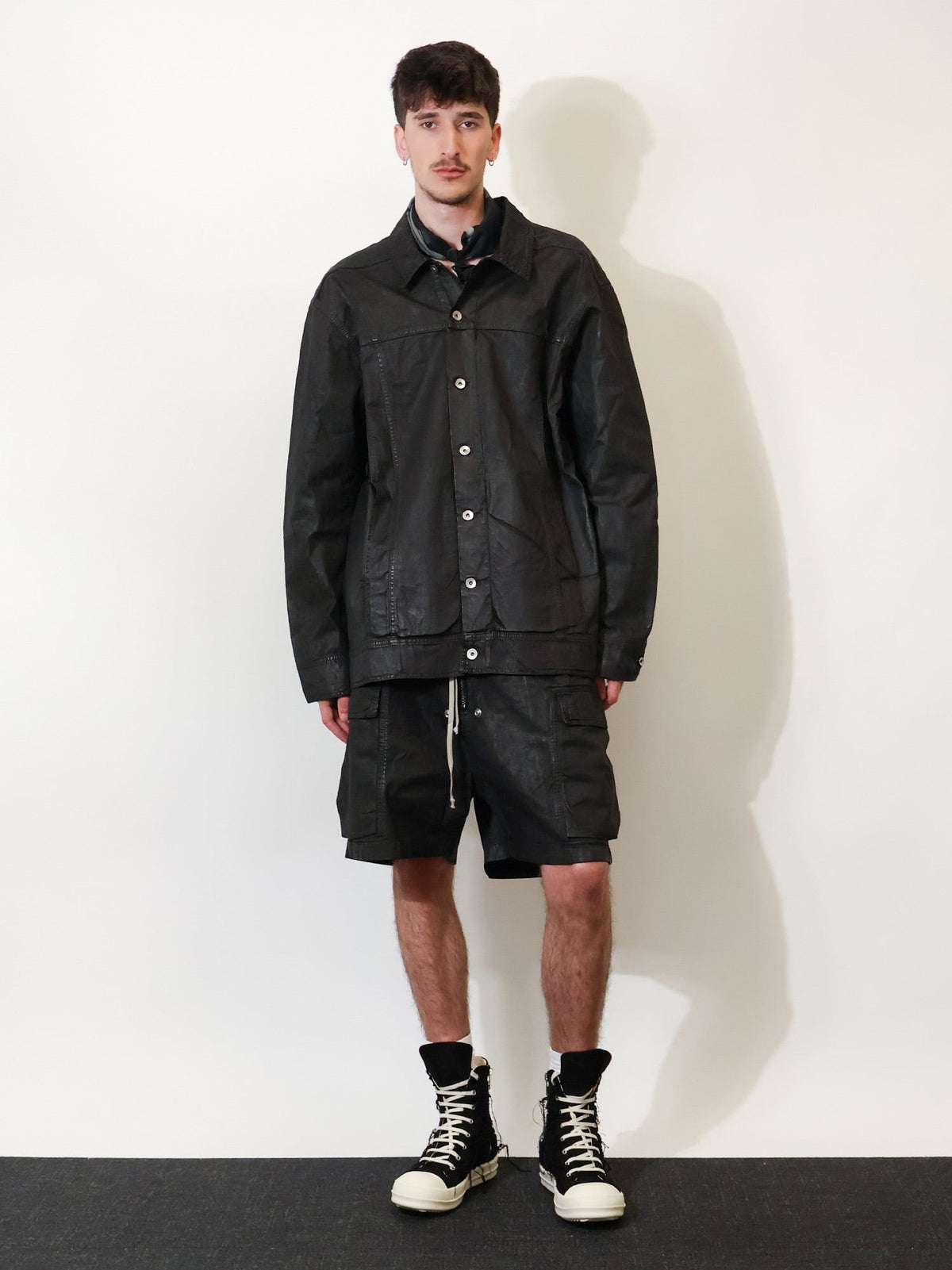 Waxed black denim jacket