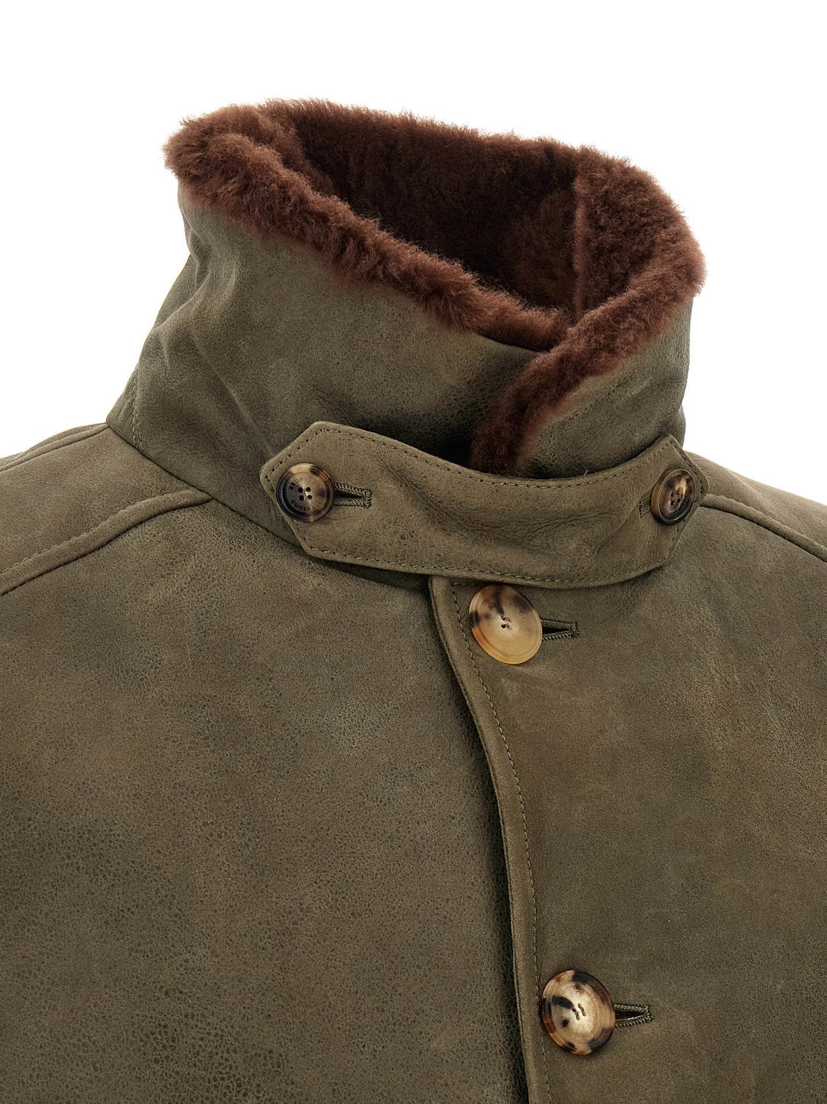 Waxed shearling bomber jacket