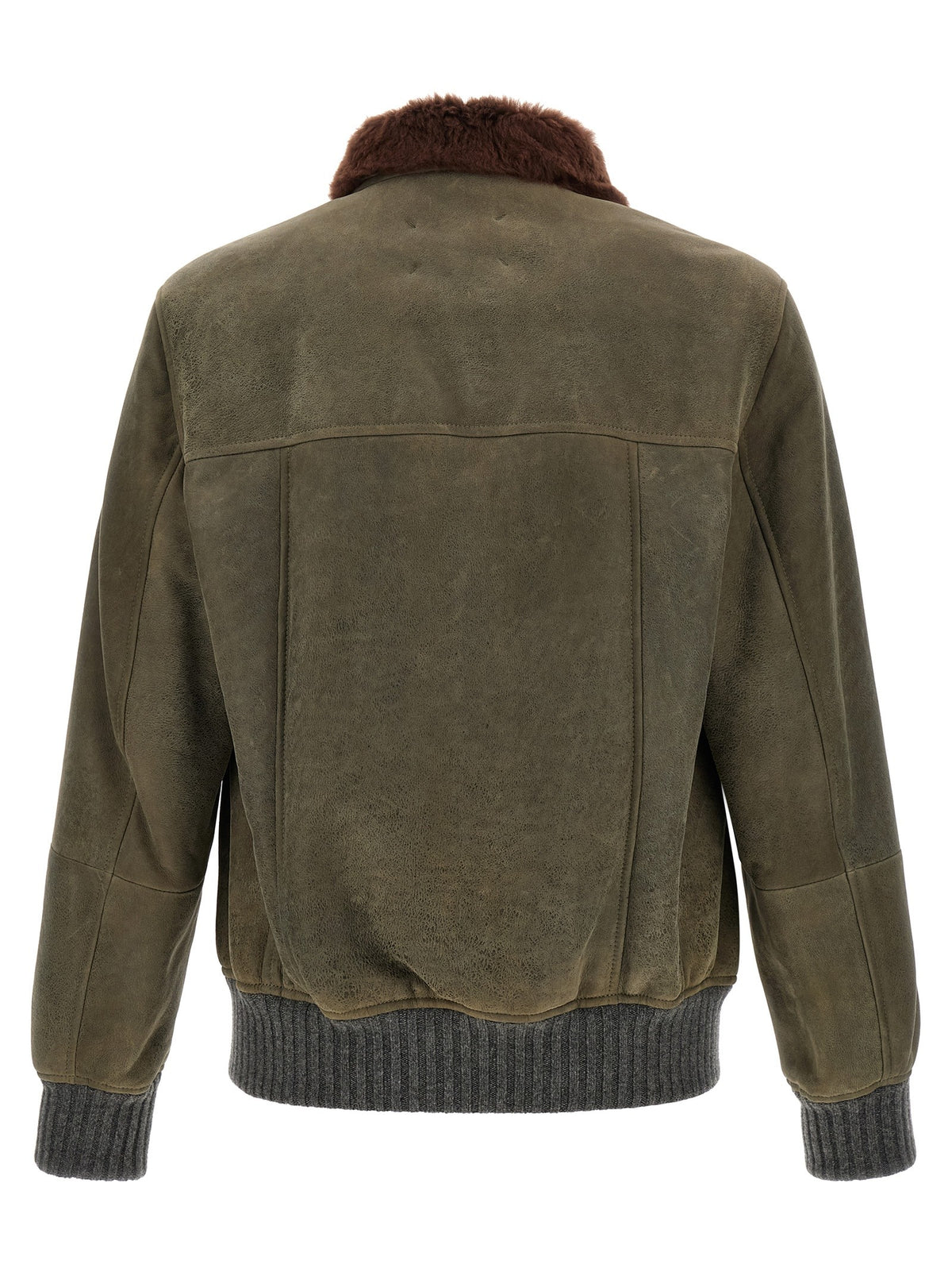 Waxed shearling bomber jacket