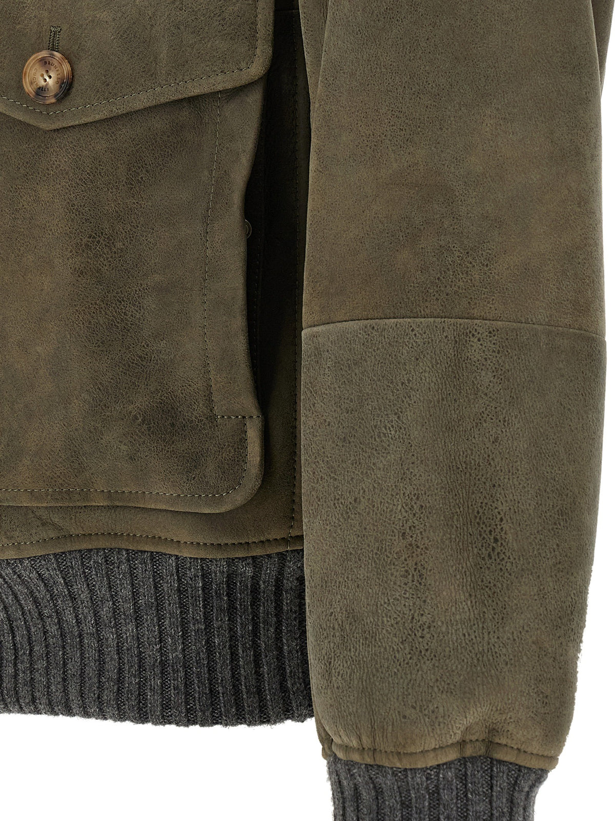 Waxed shearling bomber jacket