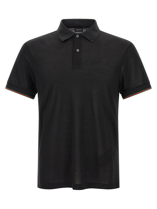 'Web' silk jersey polo shirt