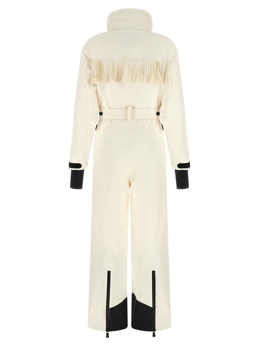 White fringed ski suit