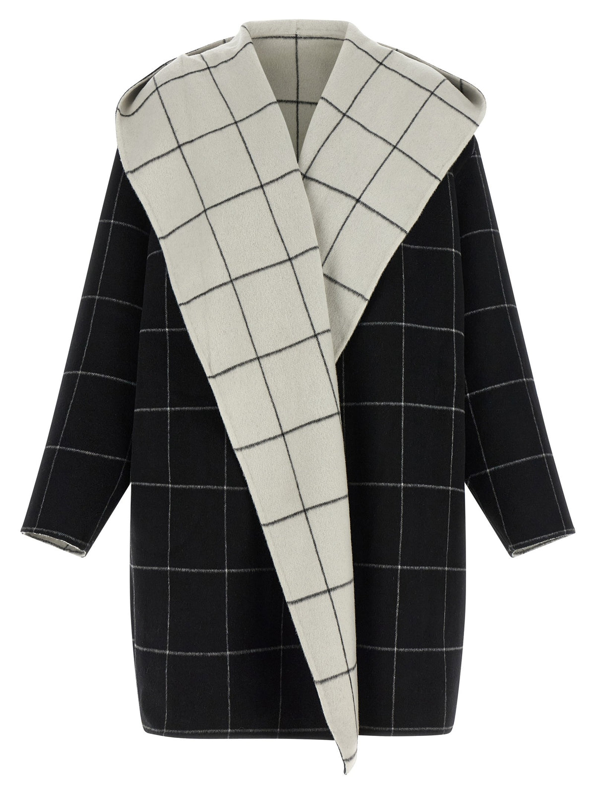 ' Windowpane Hoodie' revrsibile coat