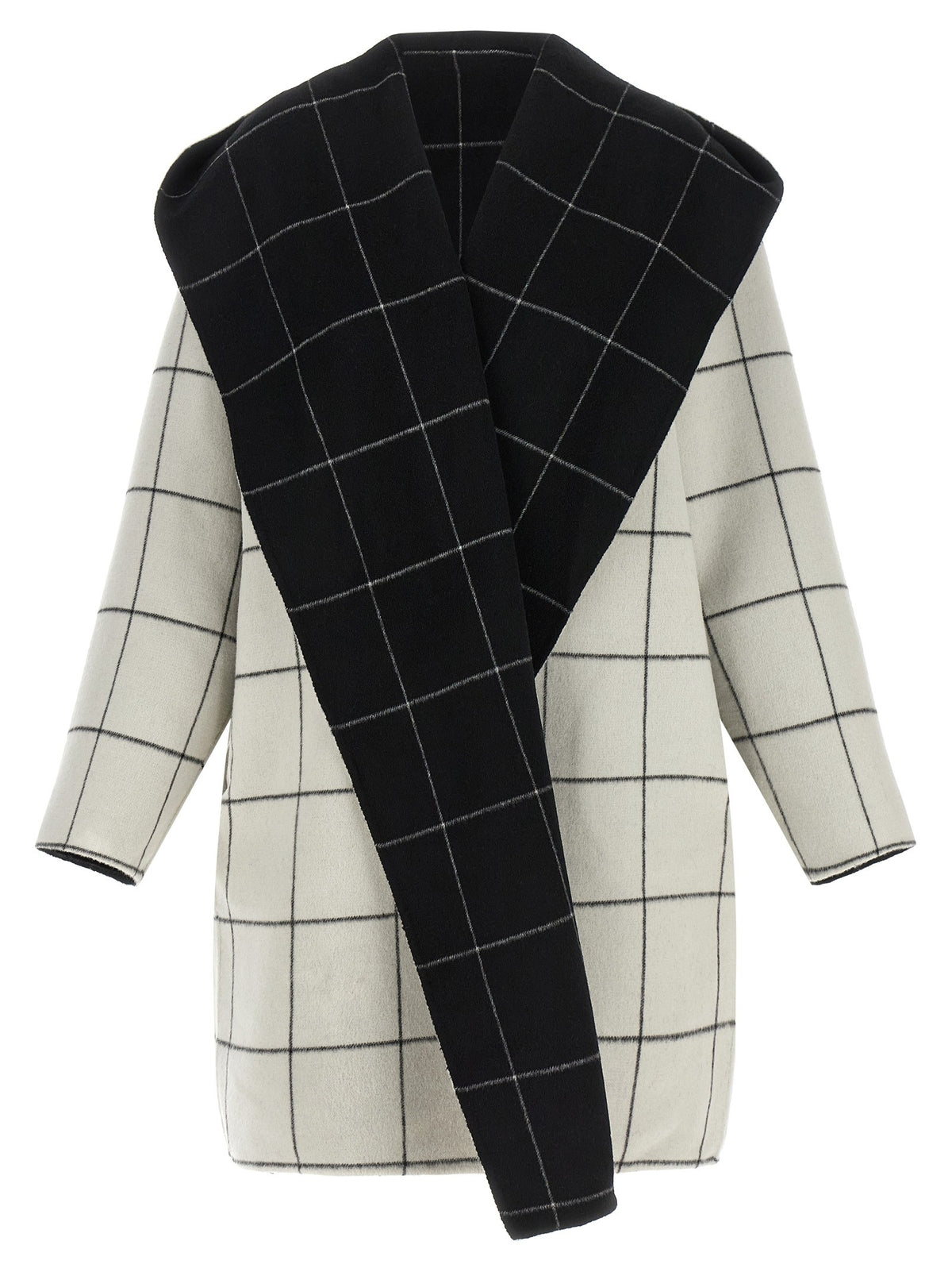 ' Windowpane Hoodie' revrsibile coat