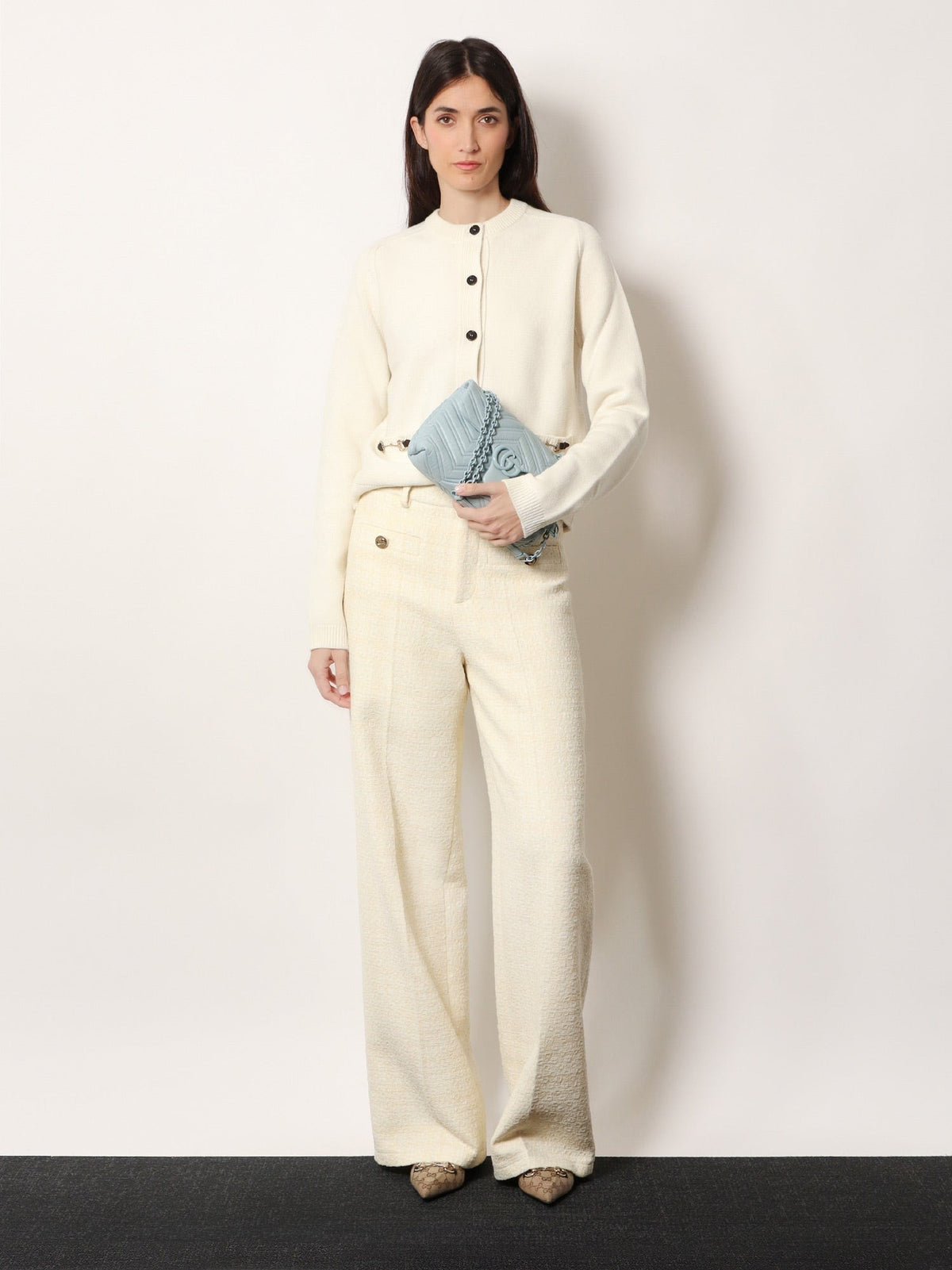 Wool and cashmere cardigan with metal Horsebit