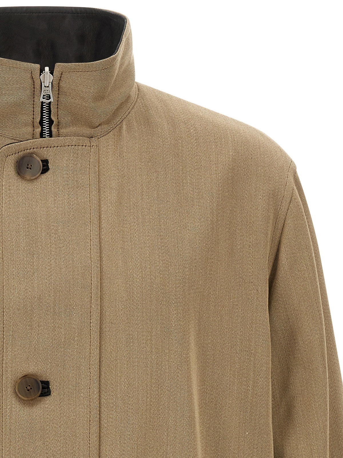 Wool and leather reversible jacket