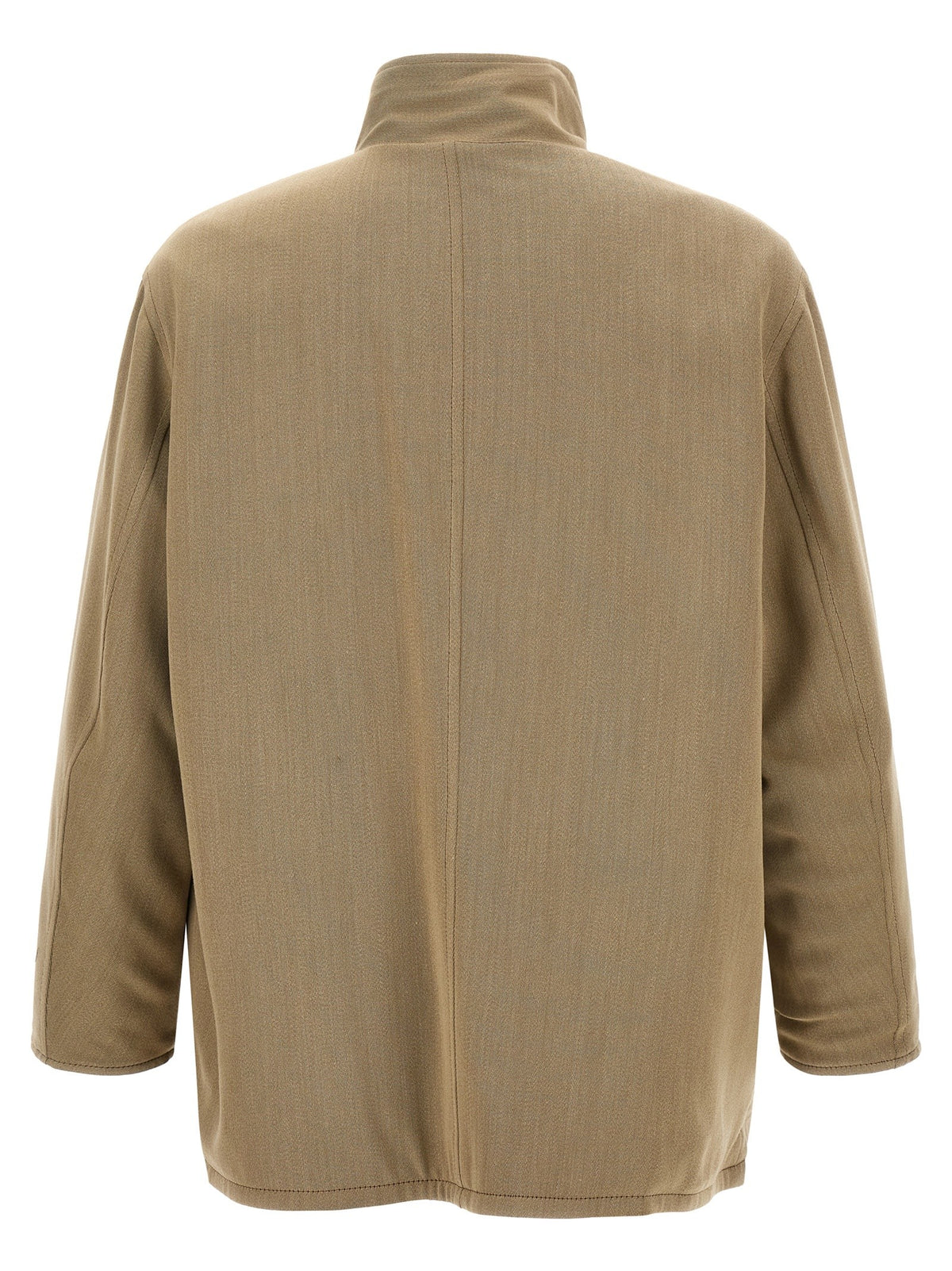 Wool and leather reversible jacket