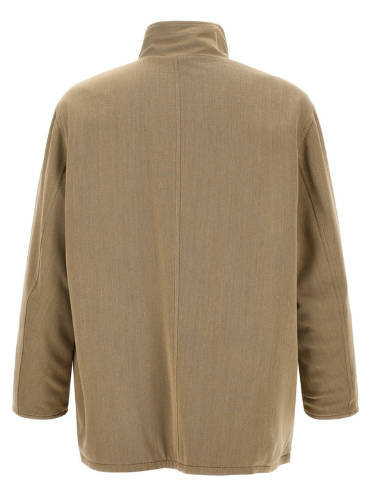 Wool and leather reversible jacket