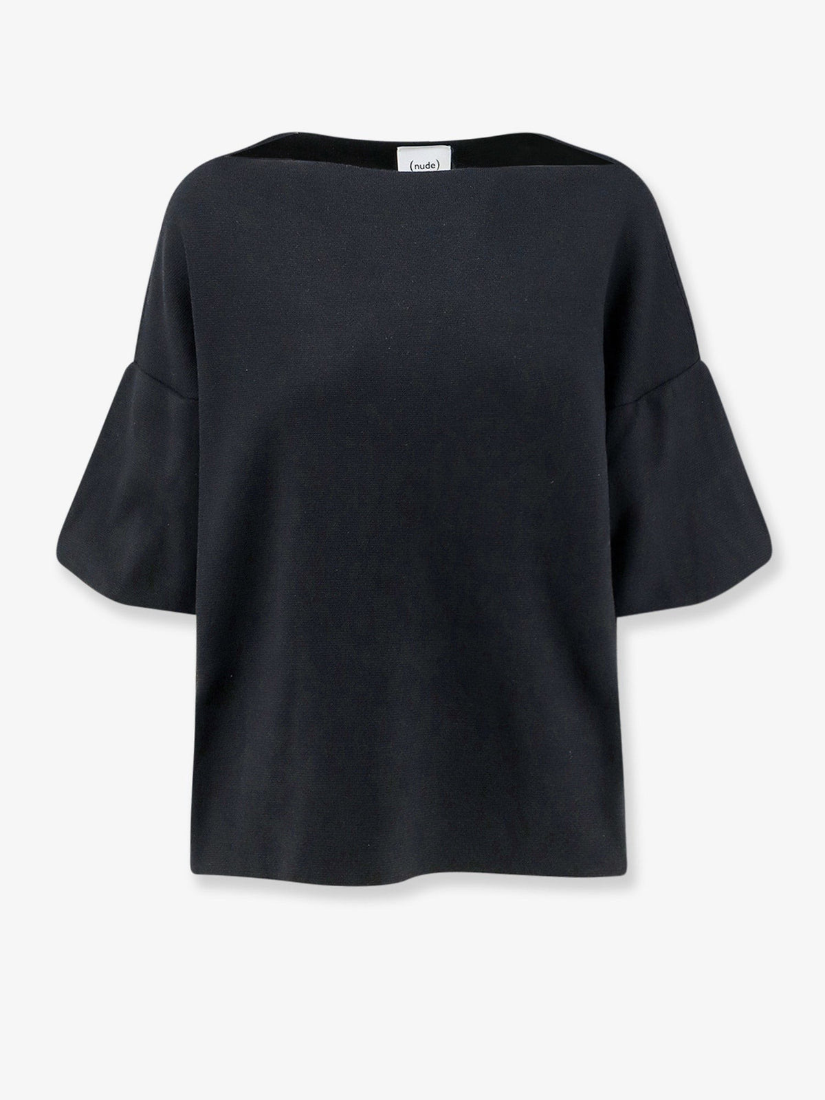 Wool blend boat neck sweater