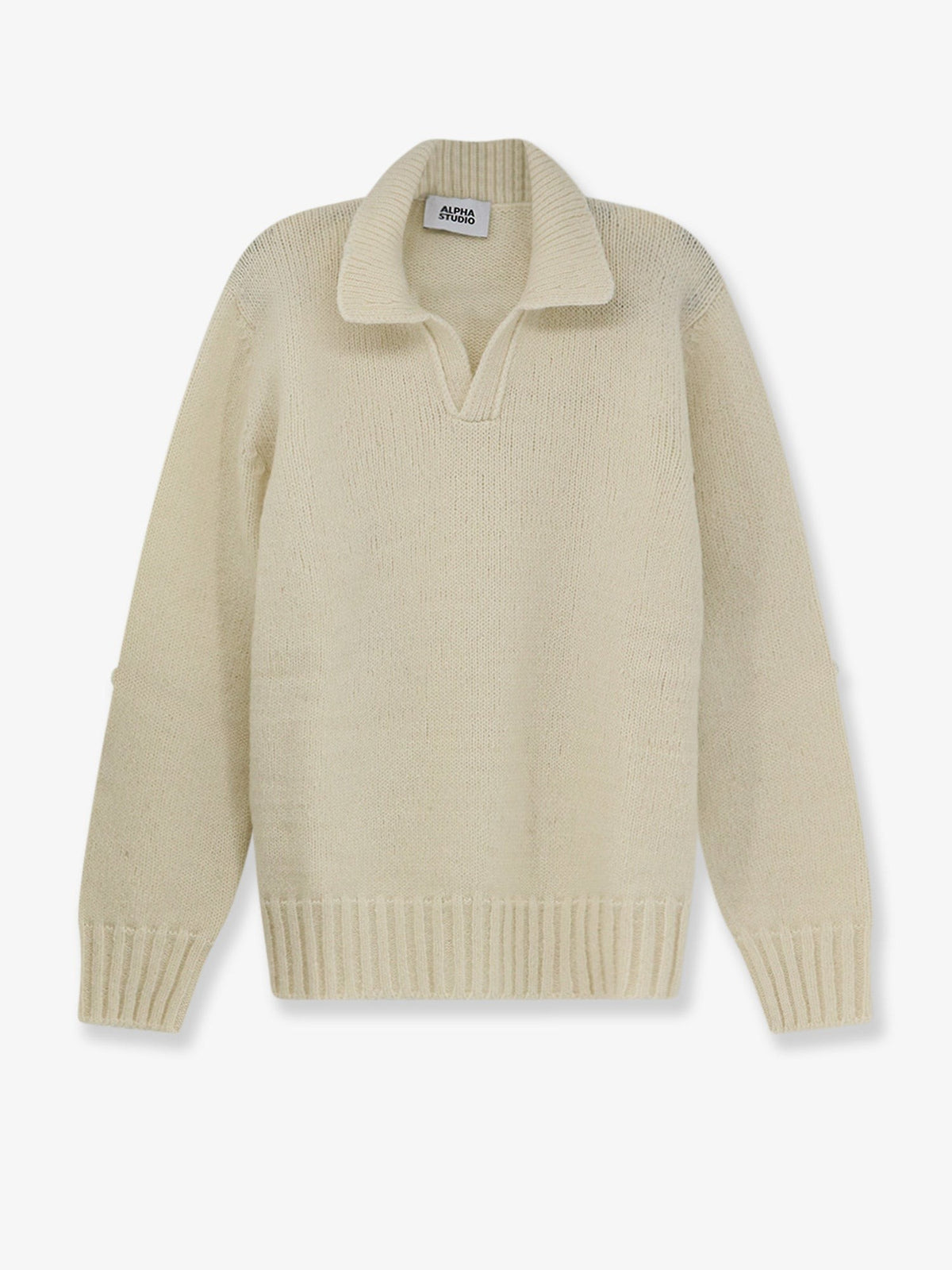 Wool blend ribbed collar sweater