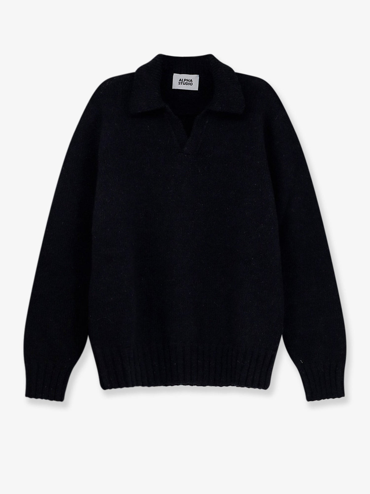 Wool blend ribbed collar sweater