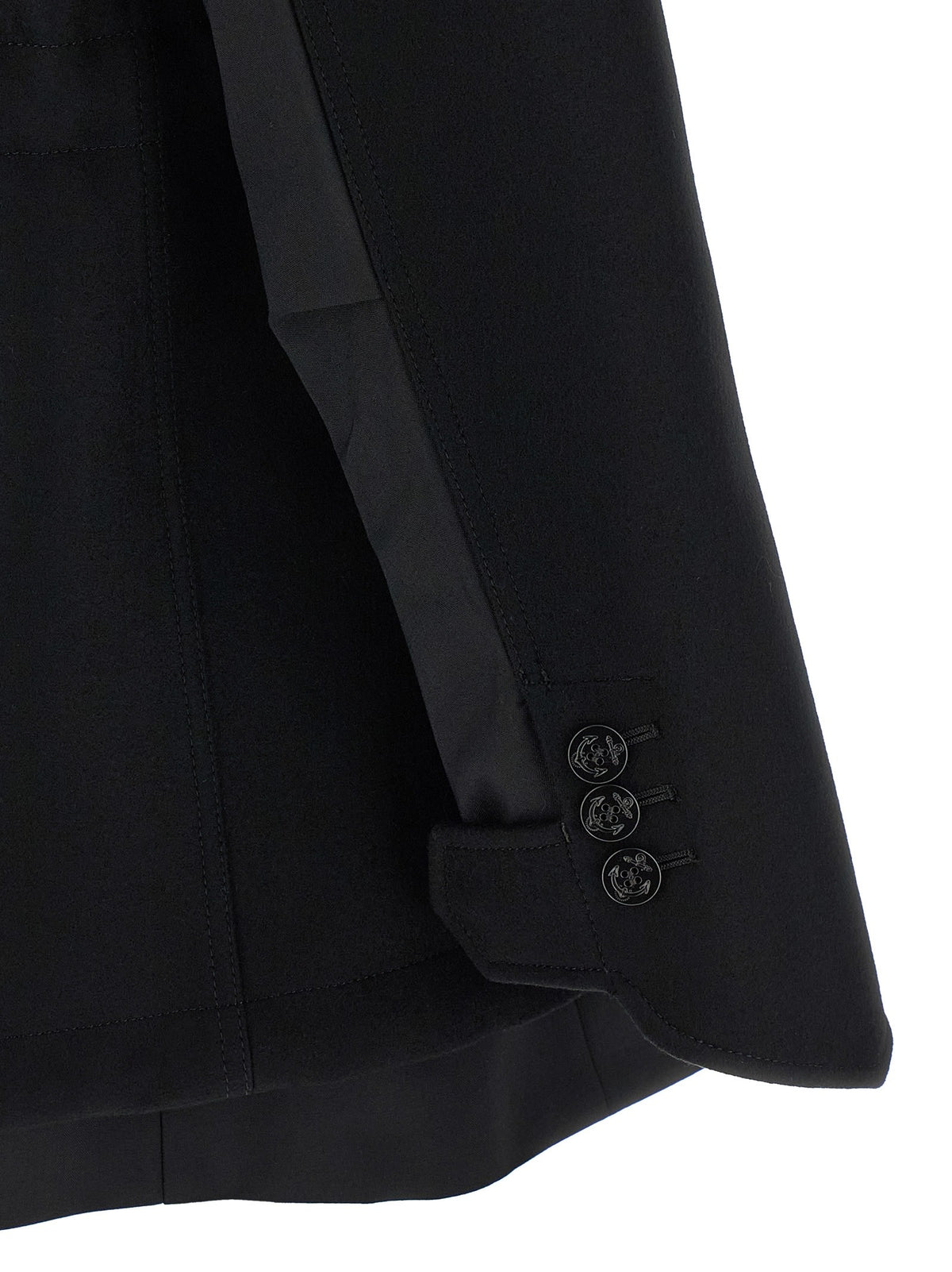 Wool coat with fur insert