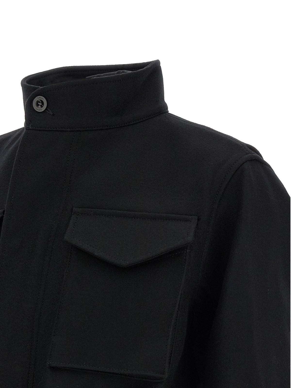 Wool coat with fur insert