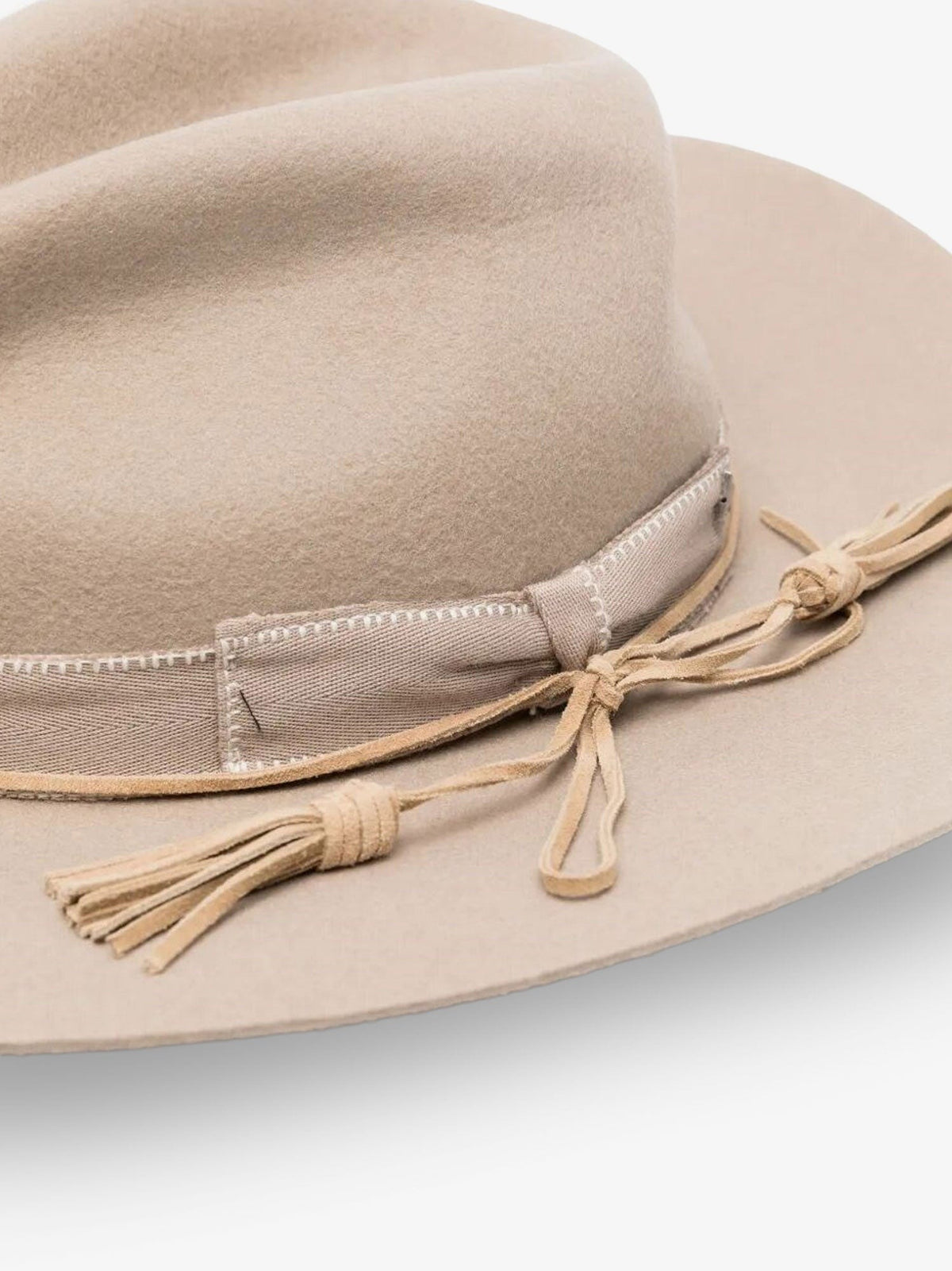 Wool Fedora hat with double strap and tone-on-tone bow