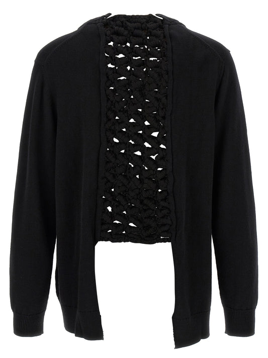Woven insert cardigan