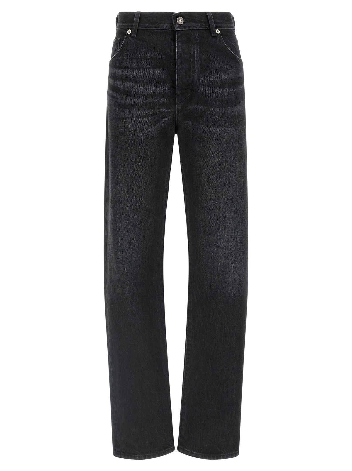 Yellow stitching jeans with visible thread