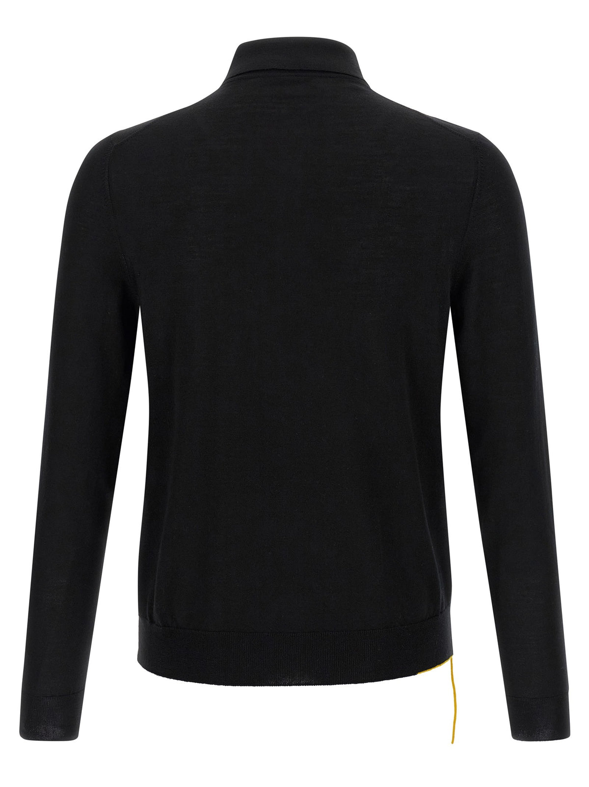 Yellow stitching polo shirt with visible thread