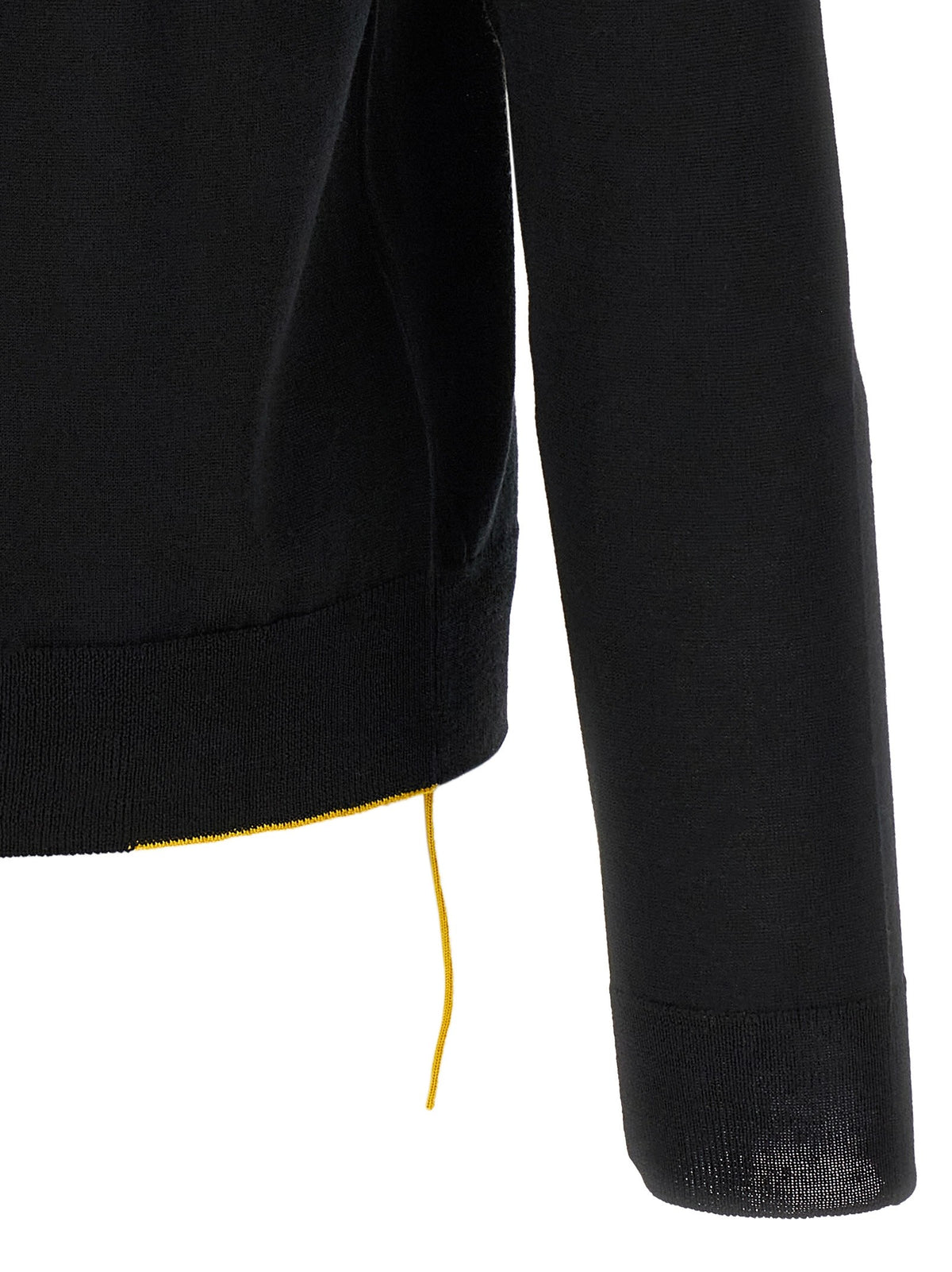 Yellow stitching polo shirt with visible thread