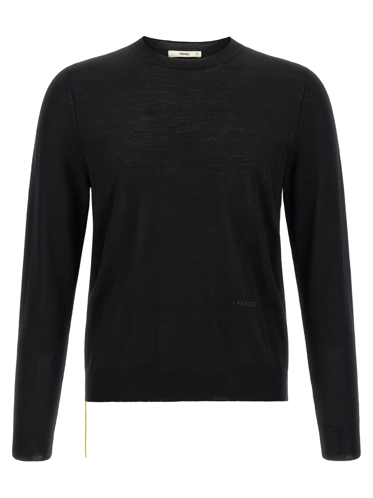 Yellow stitching sweater with visible thread