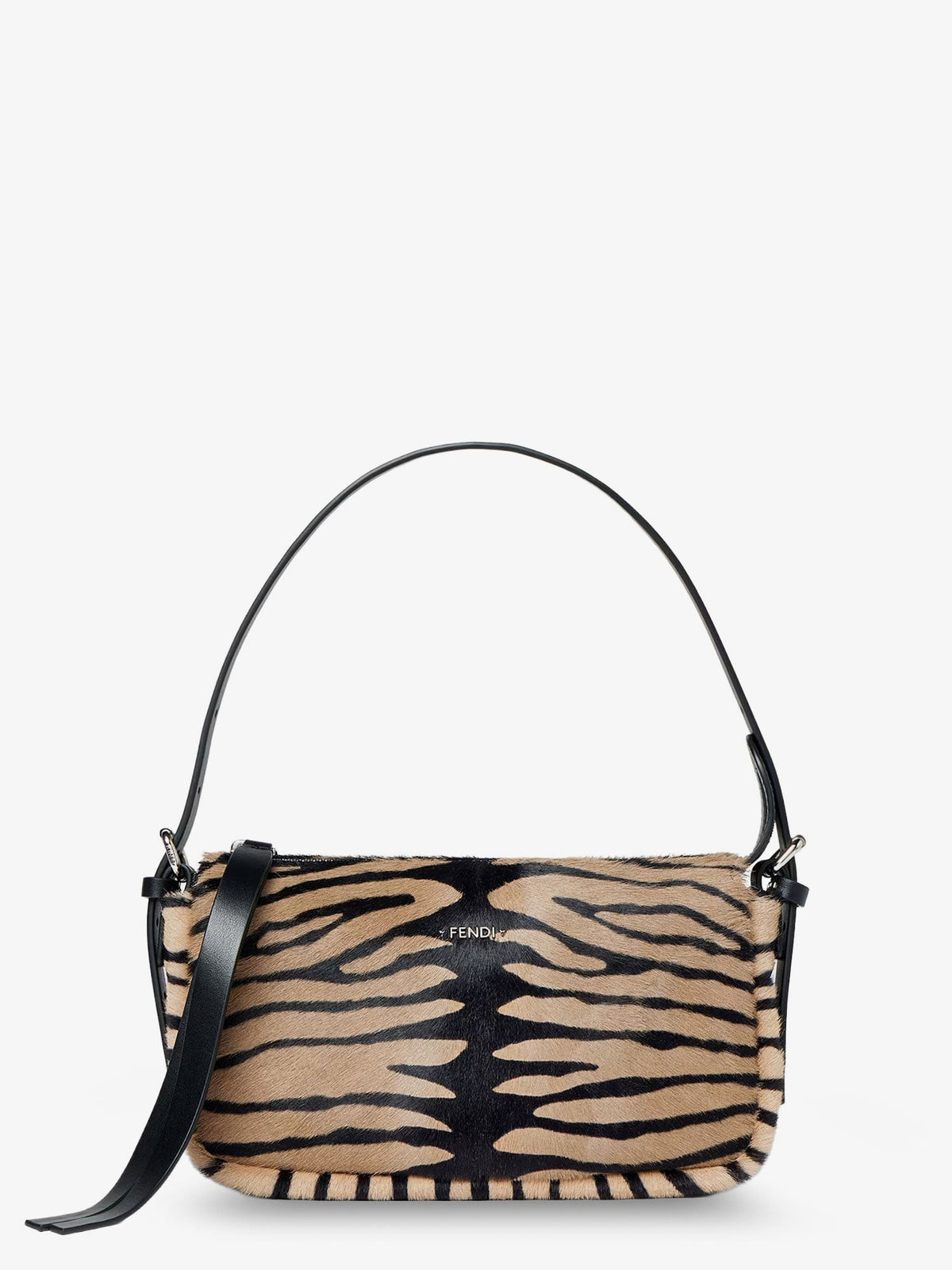 Zip Top Small shoulder bag in tiger-print pony skin