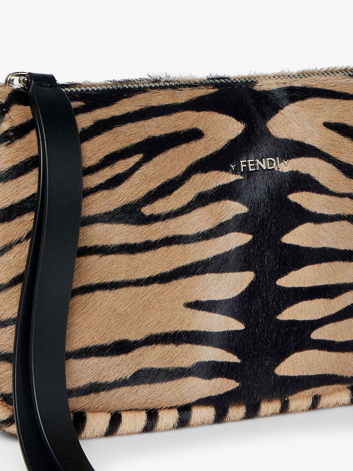 Zip Top Small shoulder bag in tiger-print pony skin